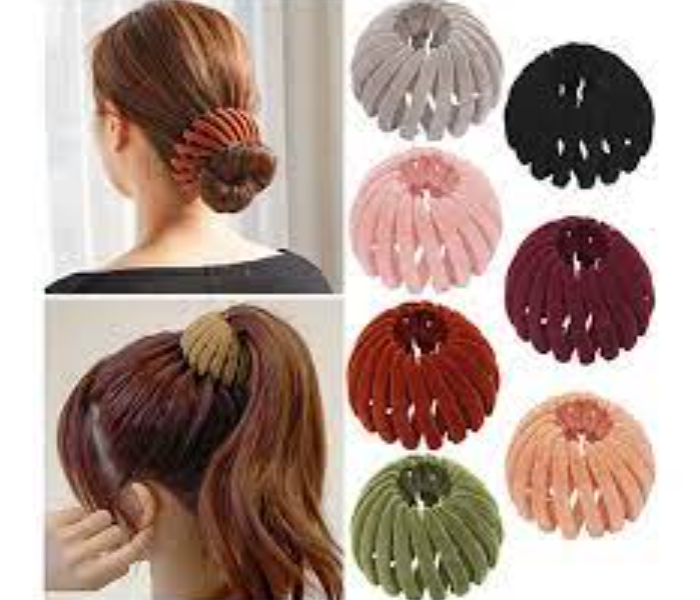 Set of 7 Velvet Bird Nest Shaped Hair Clips - Zoom Image 1