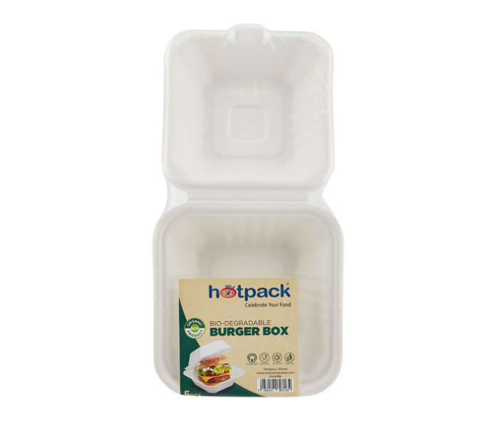 Hotpack HSMBDBB6 Set of 5 Pieces Bio-Degradable Burger Box - Zoom Image 1