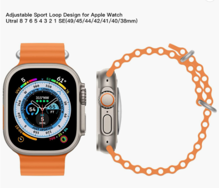 8 Series XS8 Pro Ultra Smart Watch Ocean Band Loop Wrist Strap  - Orange - Zoom Image 2