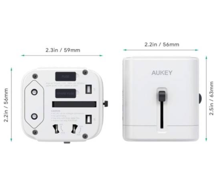 AUKEY PA-TA01 WH Adapter Universal With 3 Usb Ports - White - Zoom Image 3