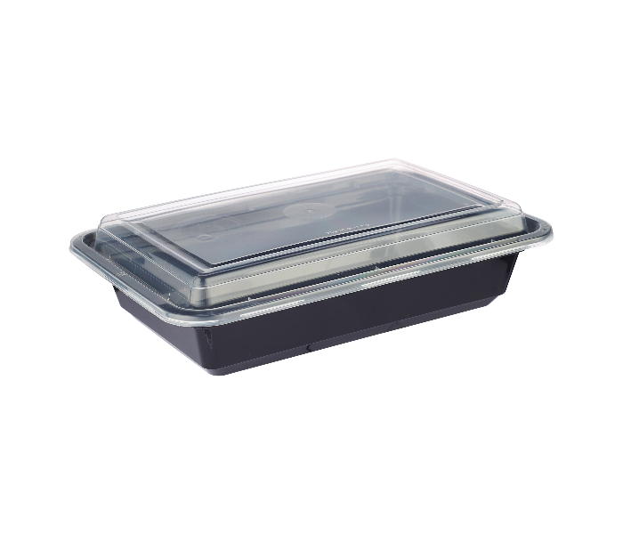 Hotpack HSMBBRE28 Set of 5 Pieces 28 Oz Black Base Rectangular Container With Lids - Zoom Image 4