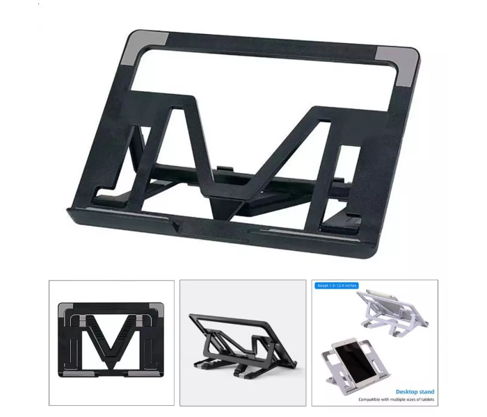 Adjustable Riser Cooling Bracket Foldable Portable Laptop Stand - Black - Zoom Image 4