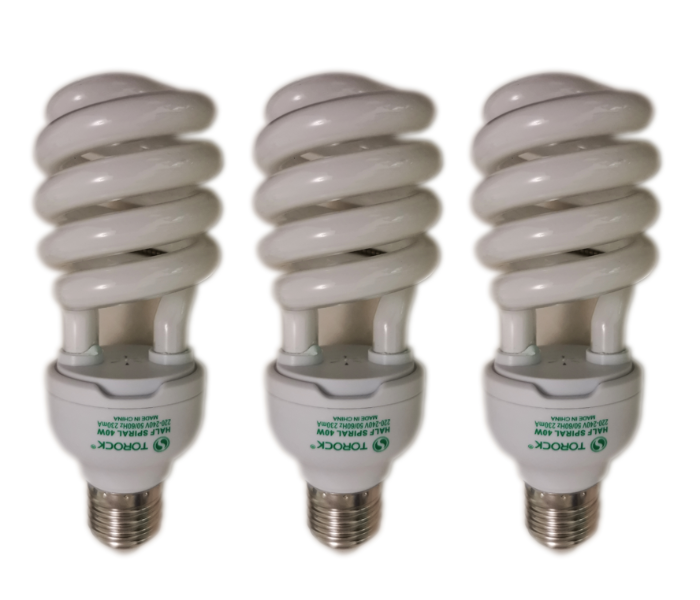 Set of 3 Piece CFL-tr24w-hse27wh3 CFL Half Spiral 24Watts E27 Thread Daylight - Zoom Image 1