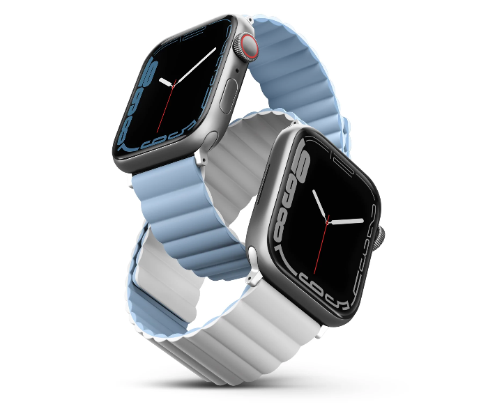 Uniq Revix 45 44 42mm Reversible Magnetic Apple Watch Strap - White and Blue - Zoom Image 1