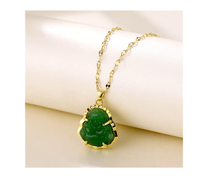 Jade Laughing Buddha Design Pendant Necklace for Women - Zoom Image 3