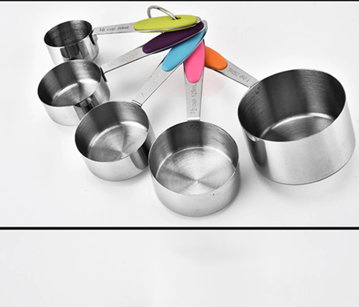 Set of 5 Pieces Stainless Steel Large Measuring Cups And Spoons - Silver - Zoom Image 1