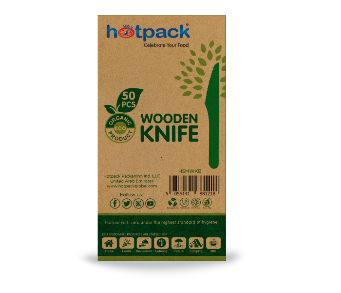 Hotpack HSMWFKB Set of 50 Pieces Wooden Knife - Zoom Image 3