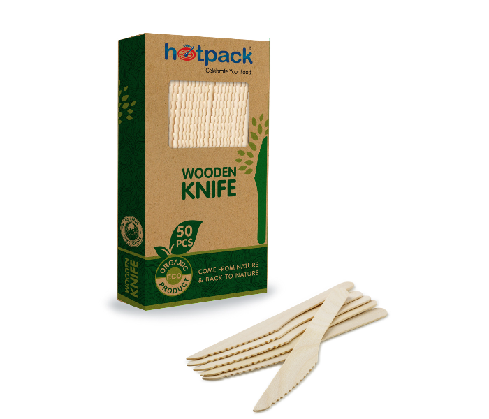 Hotpack HSMWFKB Set of 50 Pieces Wooden Knife - Zoom Image 2