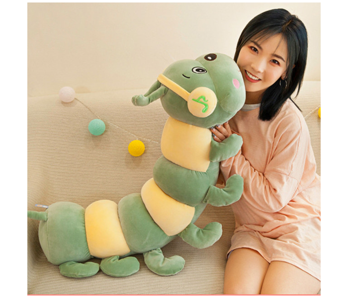 Soft and Lightweight 110cm Caterpillar Design Pillow - Green and Yellow - Zoom Image 1