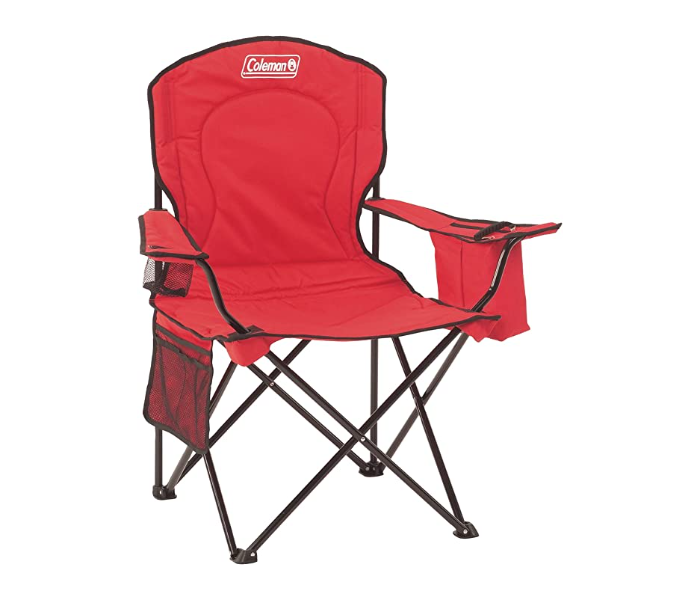 Coleman 2000032009 Portable Quad Camping Chair With Cooler - Red - Zoom Image 1