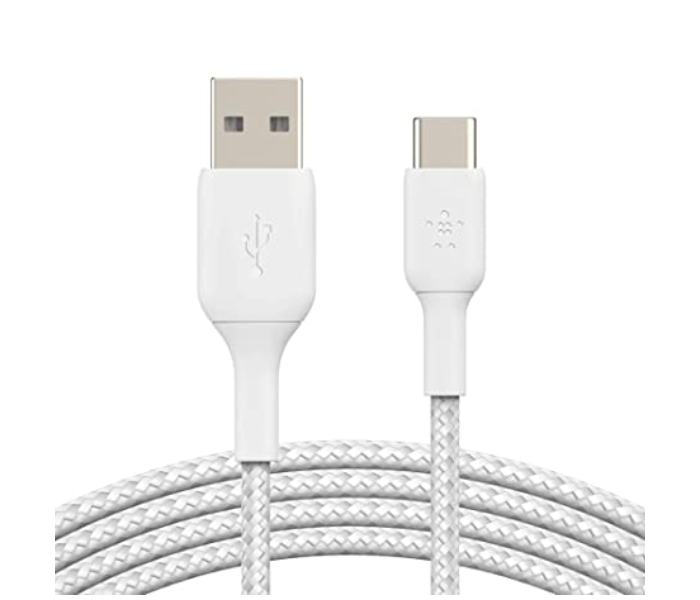 Belkin CAB002bt2MWH Braided Usb-C To Usb-A Cable 2M - White - Zoom Image 1