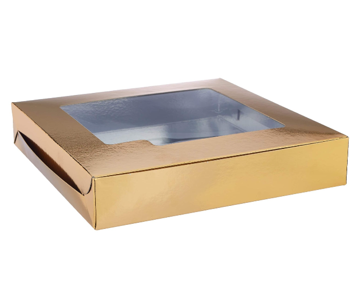 Hotpack HSMSBAGW2525 Set of 5 Pieces Aluminium or Gold Quoted Window Sweet Box - Zoom Image 1