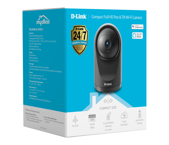 D Link DCS-6500LH/B Full HD PT Wifi Cloud Camera - Black - Zoom Image 2