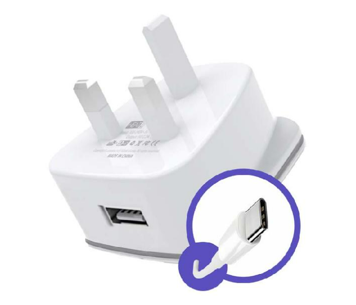 Heatz ZAT07 2.1A Single Port Home Charger With TYPE C USB Cable - White - Zoom Image 1