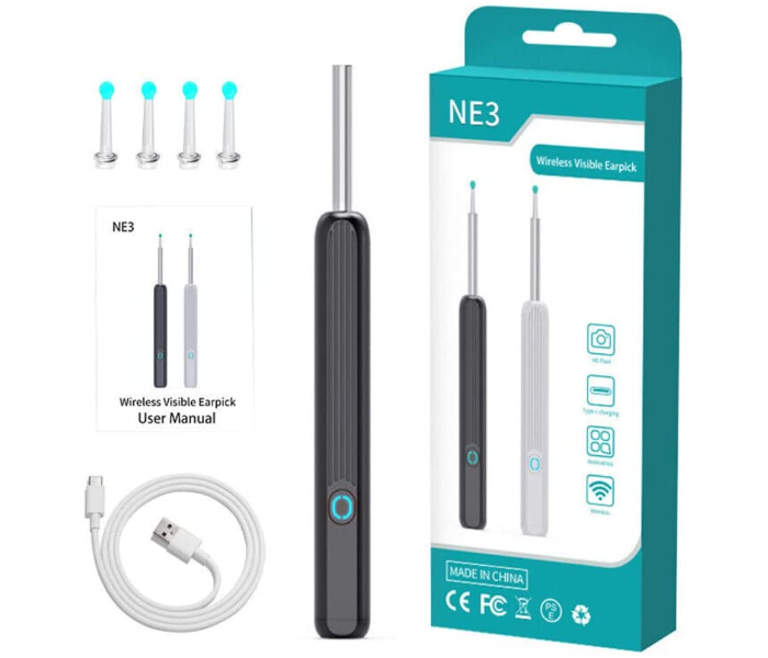 Generic Otoscope Endoscope NE3 Visual Ear Wax Removal Kit Earwax Cleaner with WiFi HD 1080P Camera and 6 LED Warm Lights Waterproof Compatible with iPhone and Android  - Zoom Image 2