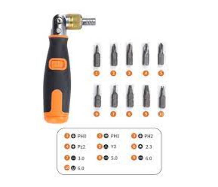 Generic 10 In 1 Screwdriver Multi-functional Multi-angle Household-Ratchet Screwdriver with 10pcs Screwdriver Bit - Zoom Image 2