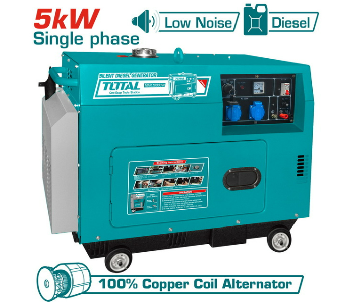 Total TP250001 5.000W 17 Liters Fuel Tank Silent Diesel Single Phase Generator - Zoom Image 2