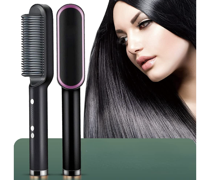 Professional Hair Straightener Tourmaline Ceramic Hair Curler Brush Hair Comb Straighteners Curling Hair Iron Hair Styler Tool-B - Zoom Image 1