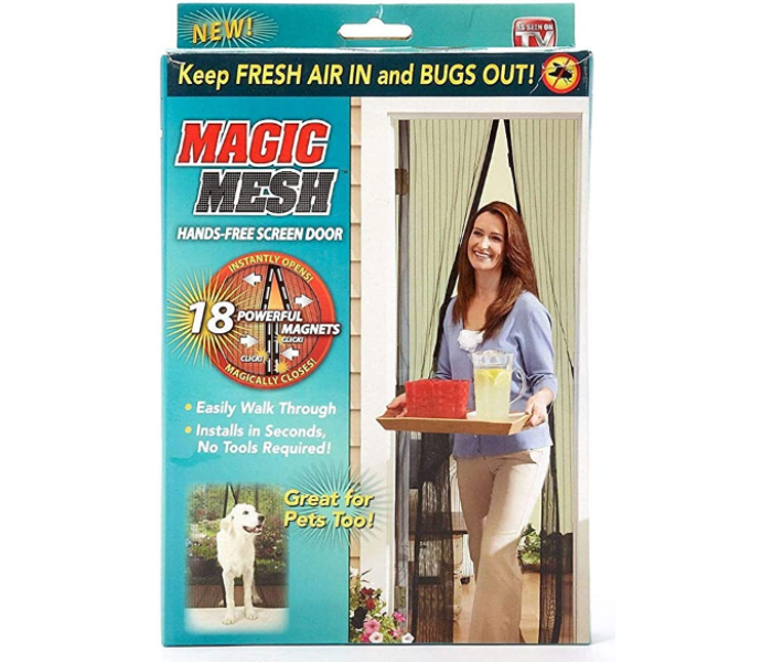 Set of 2 - Magic Mesh Screen Net Hands-Free Magnetic Anti Mosquito Bug Home Door Curtain  Black - Zoom Image