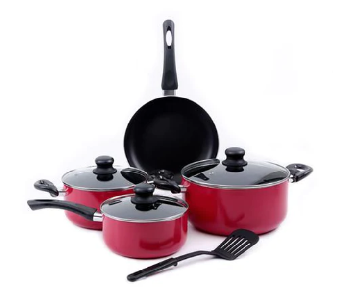 Royalford RF7923N 8 Pcs Non-Stick Cookware Set - Red - Zoom Image 1