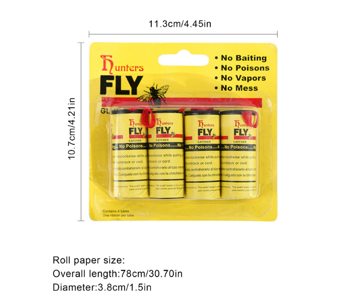 SARI 4 Rolls Sticky Fly Catcher Bugs Trap Mosquito Glue Easy to Use - Zoom Image 1