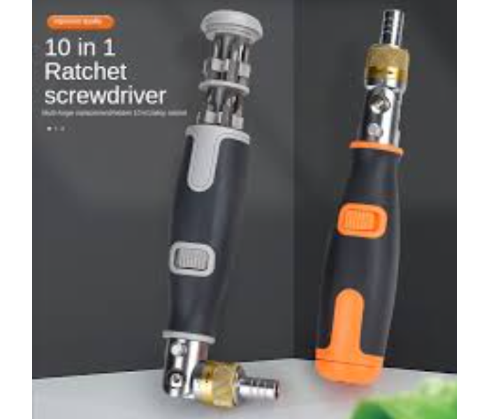 Generic 10 In 1 Screwdriver Multi-functional Multi-angle Household-Ratchet Screwdriver with 10pcs Screwdriver Bit - Zoom Image 1