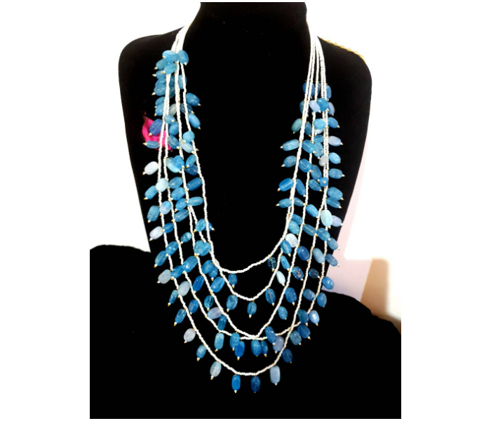 Strabella NB5-SAK5c Multi Layered Necklace With Semi Precious Stones For Women - Blue - Zoom Image