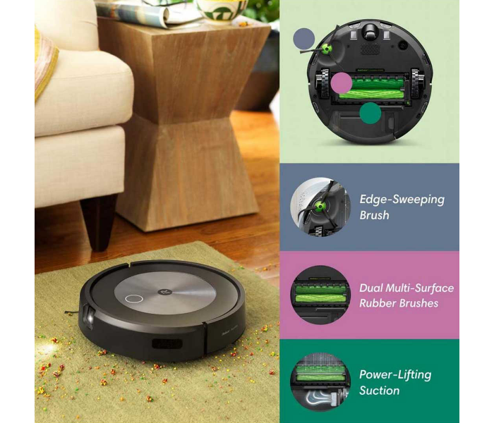 iRobot Roomba J7 Wi-Fi Connected Robot Vacuum Avoids obstacles like pet waste and cords Smart Mapping Works with Alexa Ideal for Pet Hair Carpets Hard Floors Vacuum Cleaner - Black - Zoom Image 4