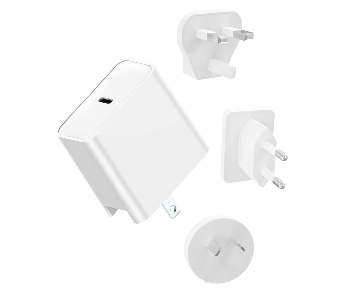 Trands AD1587 65W Interchangeable US, EU And UK Plugs Universal Travel Charger - White - Zoom Image 1