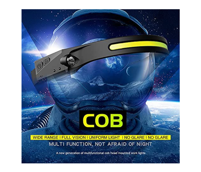 Galaxy COB LED Headlamp Waved Sensor Rechargeable Flashlight Headlight - Black - A - Zoom Image 5