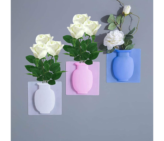 Set of 6 Magic Wall Hanging Silicone Flower Vase - White - Zoom Image 1