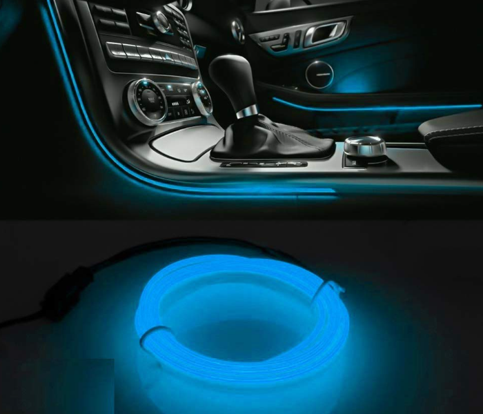 Pack of 2 New Spider Neon Ambient Car Cold Light Line 2 Meter - Blue - Zoom Image 2