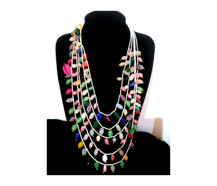 Strabella NB5-SAK5 Multi Layered Necklace With Semi Precious Stones For Women - Multicolor - Zoom Image