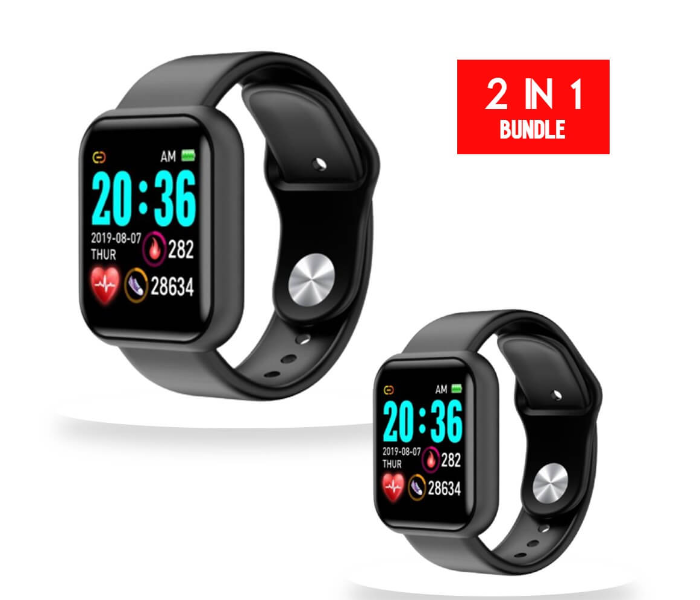 2 pcs JA-F- D20 1.3 inch Water resistant IPS Color Screen Smart Watch - Black - Zoom Image 3