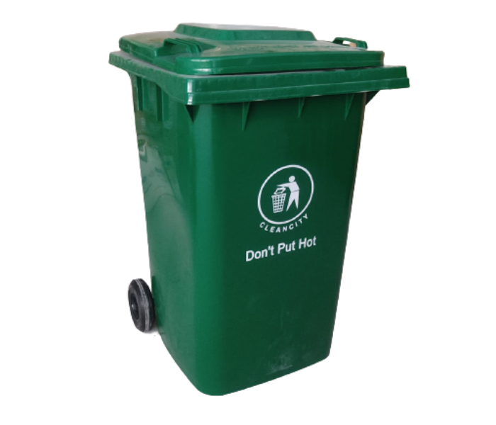 Industrial 360 Liter 2 Wheeled Without Pedals Waste Bin - Green - Zoom Image