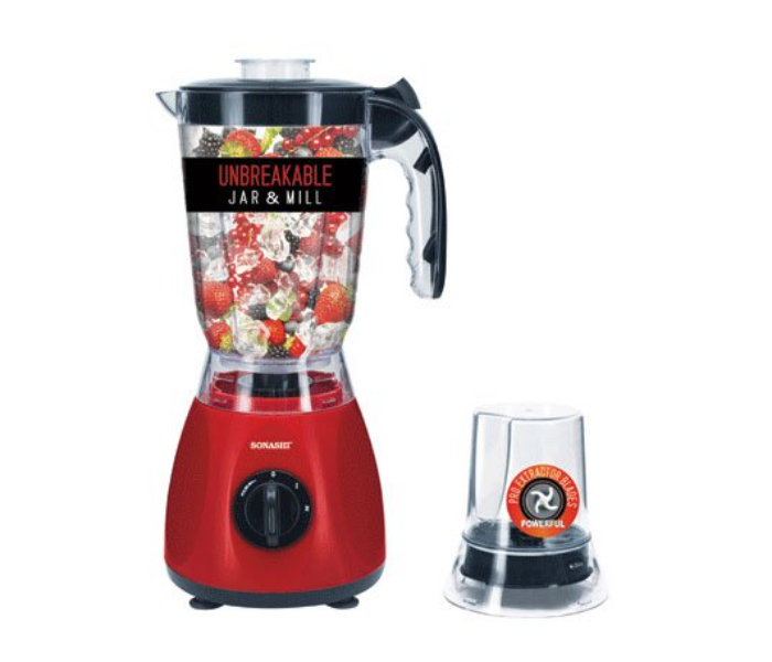 Sonashi SB-144 2 in 1 Stand Blender with Unbreakable Jar & Mill - Red - Zoom Image 1