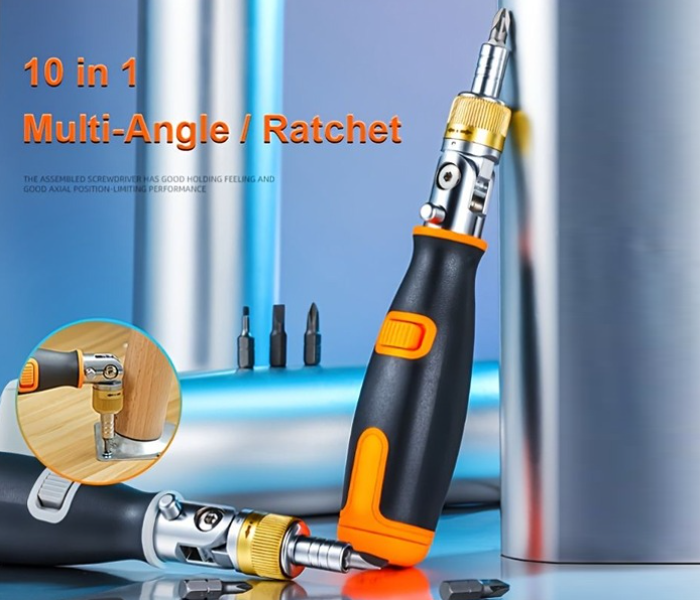 Generic 10 In 1 Screwdriver Multi-functional Multi-angle Household-Ratchet Screwdriver with 10pcs Screwdriver Bit - Zoom Image 5