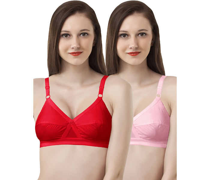 Pack of 3 Dhabeena Women's Comfy Cotton Daily Wear Bra with Elastic Strap - 40B - Zoom Image 2