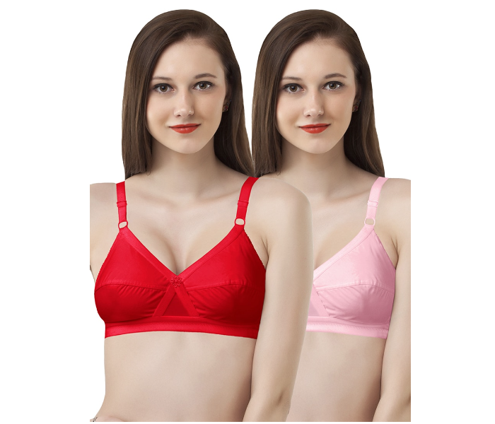 Pack of 3 Dhabeena Women's Comfy Cotton Daily Wear Bra with Elastic Strap - 32B - Zoom Image 2