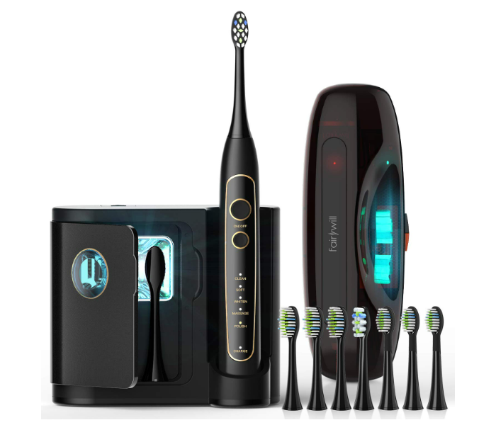 Fairywill FWP80 X8 Brush Heads Professional Electronic Toothbrush -Black - Zoom Image 1