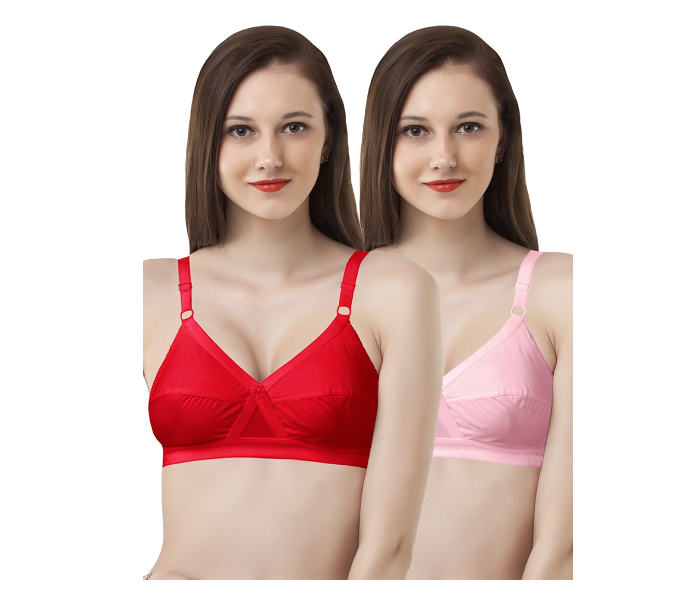 Pack of 3 Dhabeena Women's Comfy Cotton Daily Wear Bra with Elastic Strap - 34B - Zoom Image 2