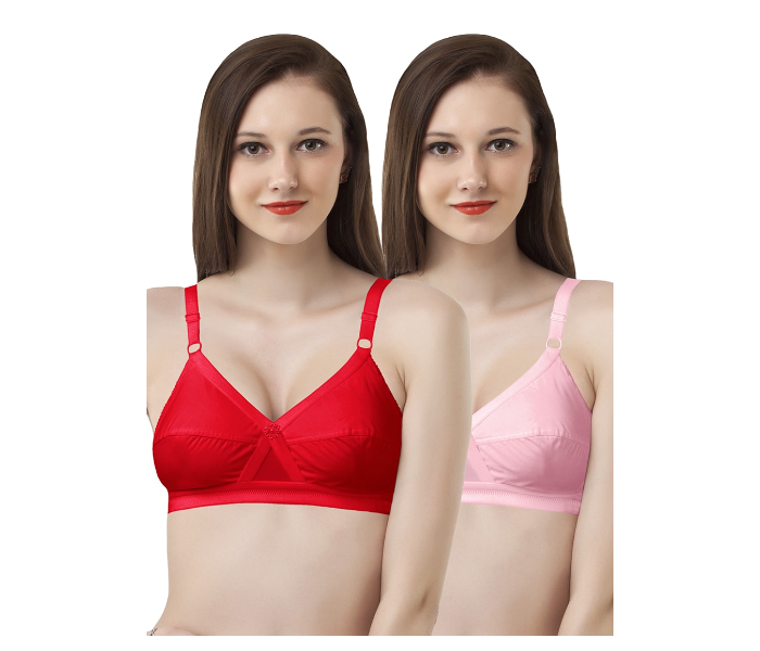 Pack of 3 Dhabeena Women's Comfy Cotton Daily Wear Bra with Elastic Strap - 38B - Zoom Image 2