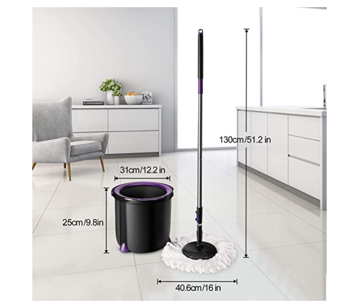 Eyeliden PD-01 Wringer Set Washing and Drying combo Spin Mop - Black and White - Zoom Image 1