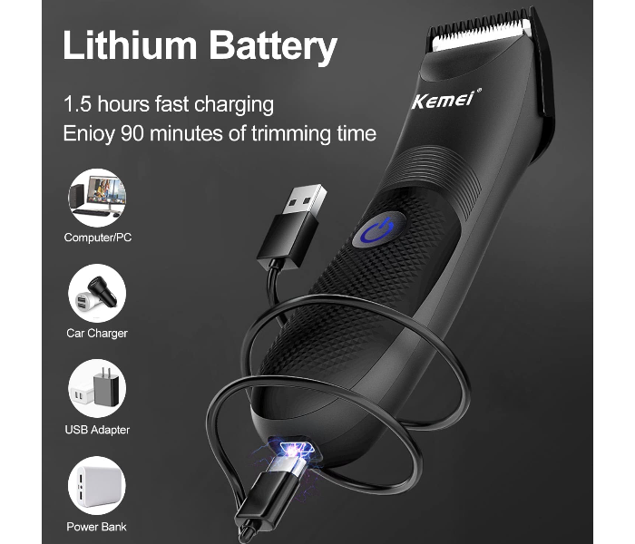 Kemei - hair clipper with ceramic blade, waterproof hair trimmer, wet and dry, body, ultimate hygiene - Zoom Image 5