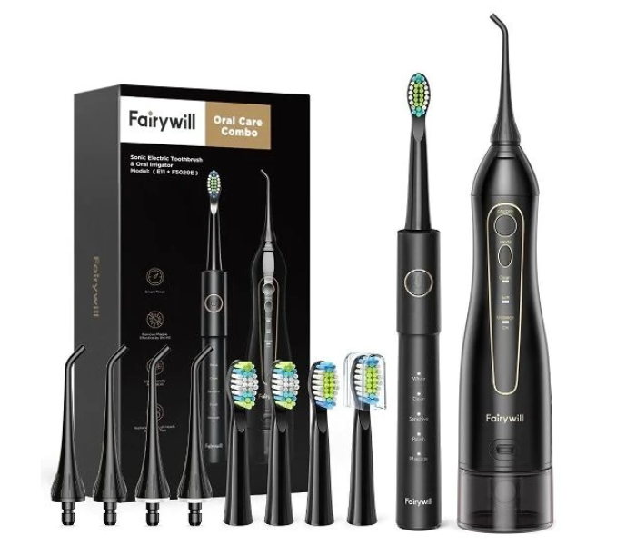 Fairywill FW5020EFWE11-B With Smart Timer Water Flosser Oral Irrigator Electric Toothbrush -Black - Zoom Image 2