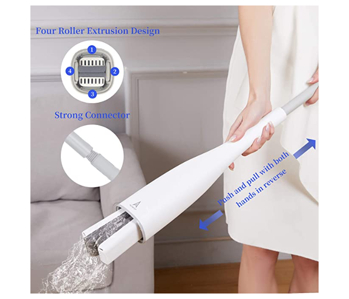 Eyeliden F-60 Automatic Self Wringing Roll For Hands-Free Squeezing Sponge Mop - White - Zoom Image 4