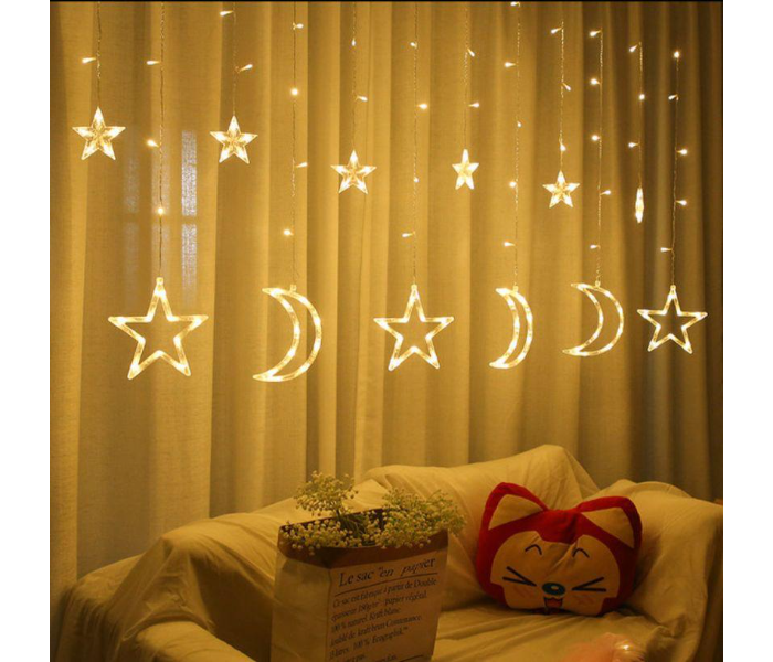 Star Moon Warm Led String Lights Curtain Decor Festival Lights with Battery and USB Charger - 3.5 Meter - Zoom Image 1