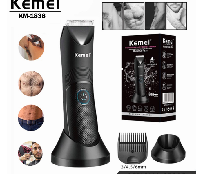 Kemei - hair clipper with ceramic blade, waterproof hair trimmer, wet and dry, body, ultimate hygiene - Zoom Image 6