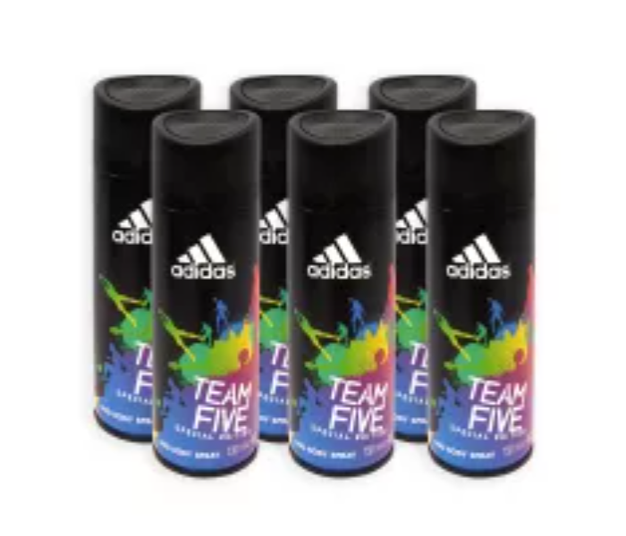 Adidas 150ml Team Five Deodorant Body Spray For Men - Pack of 6 - Zoom Image