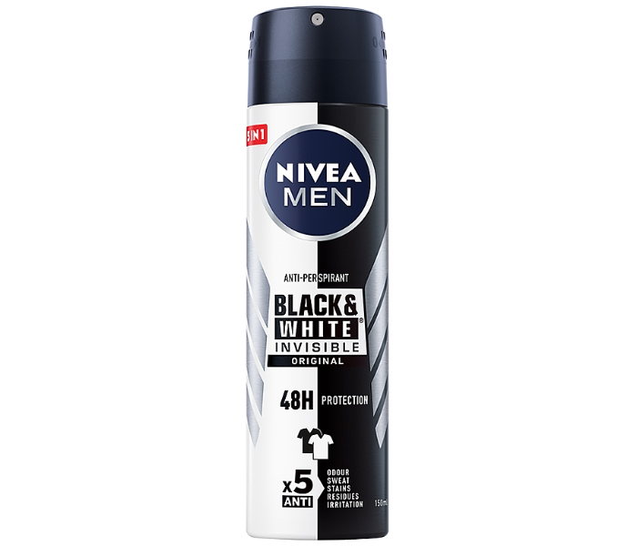 Nivea 150ml Black and white Invisible Original Anti Perspirant Deodorant Spray for Men - Zoom Image